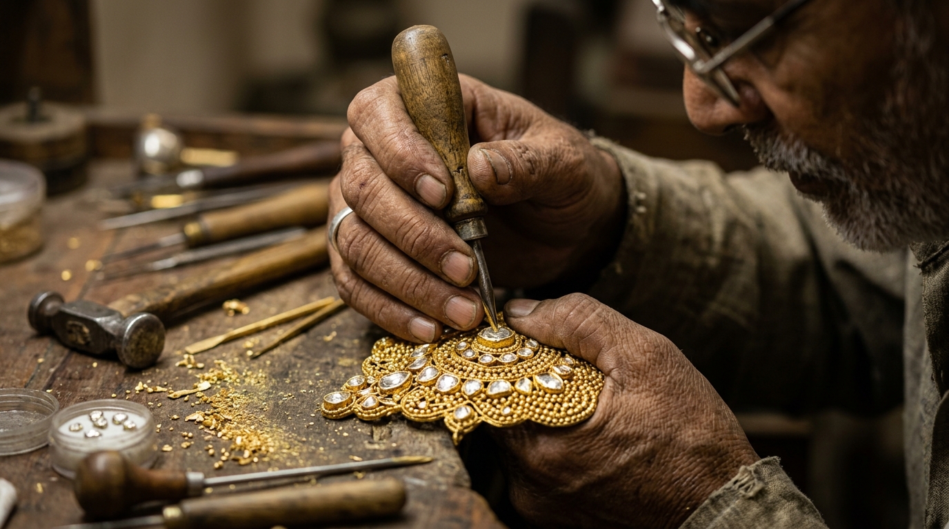 Master Karigar Hand-Setting Uncut Diamonds